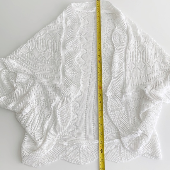Short-Sleeve Knit Cardigan (White) - Picture 5 of 5
